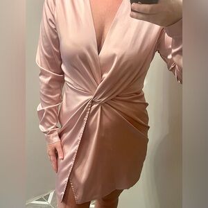 Fashion Nova Deep V-Neck Sugar Free Dress Blush Pink Women’s Large Sexy Cocktail